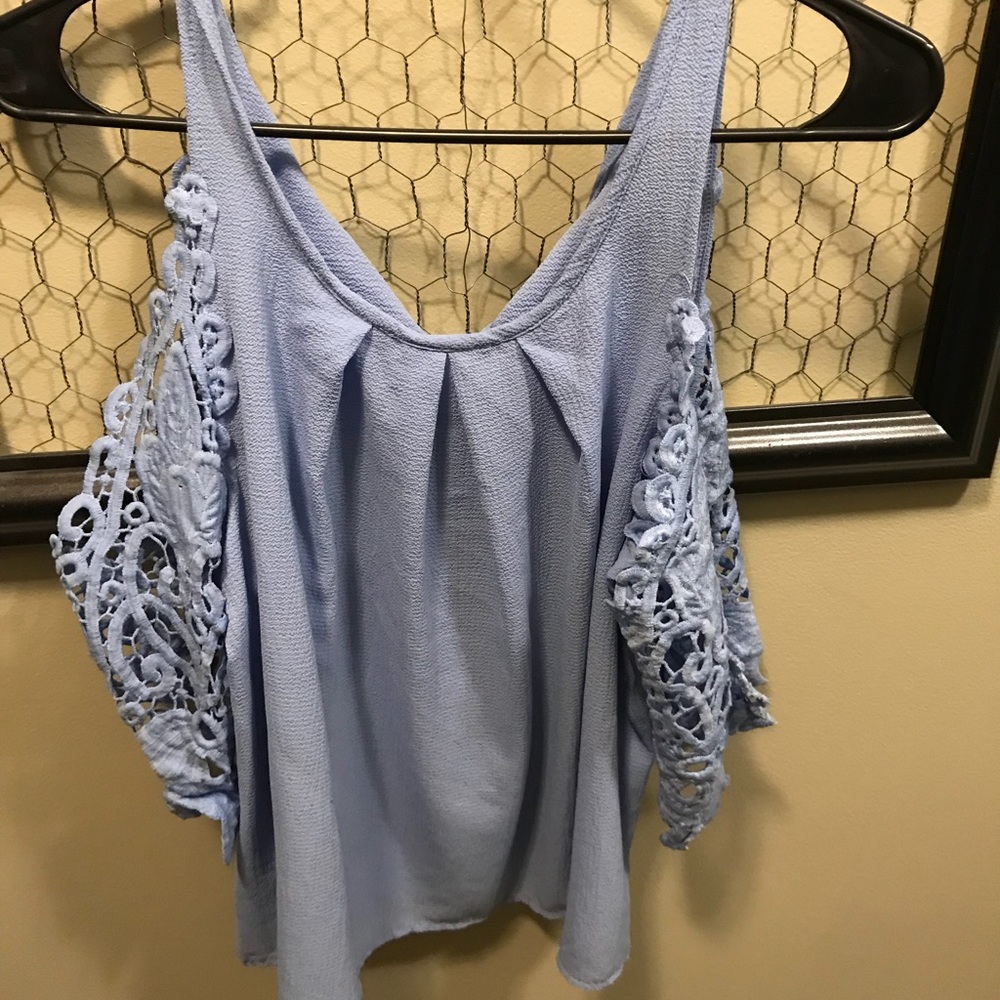 Light blue cold shoulder top